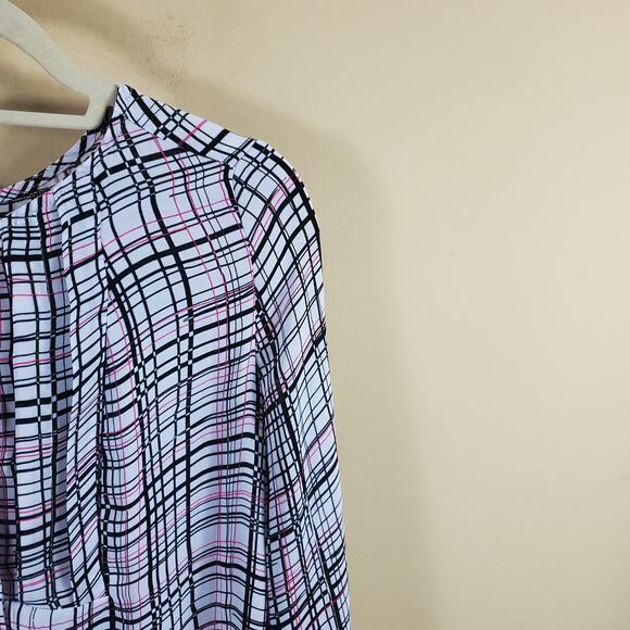 4/$25 Worthington Grid Print Long Sleeve Blouse Size S - Picture 3 of 12